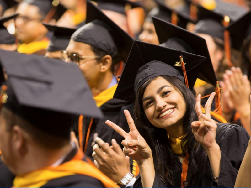 Graduates at commencement