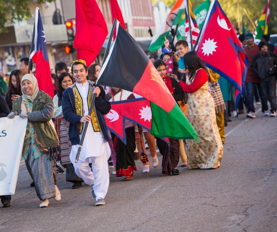 international1.jpg International students marching in parade